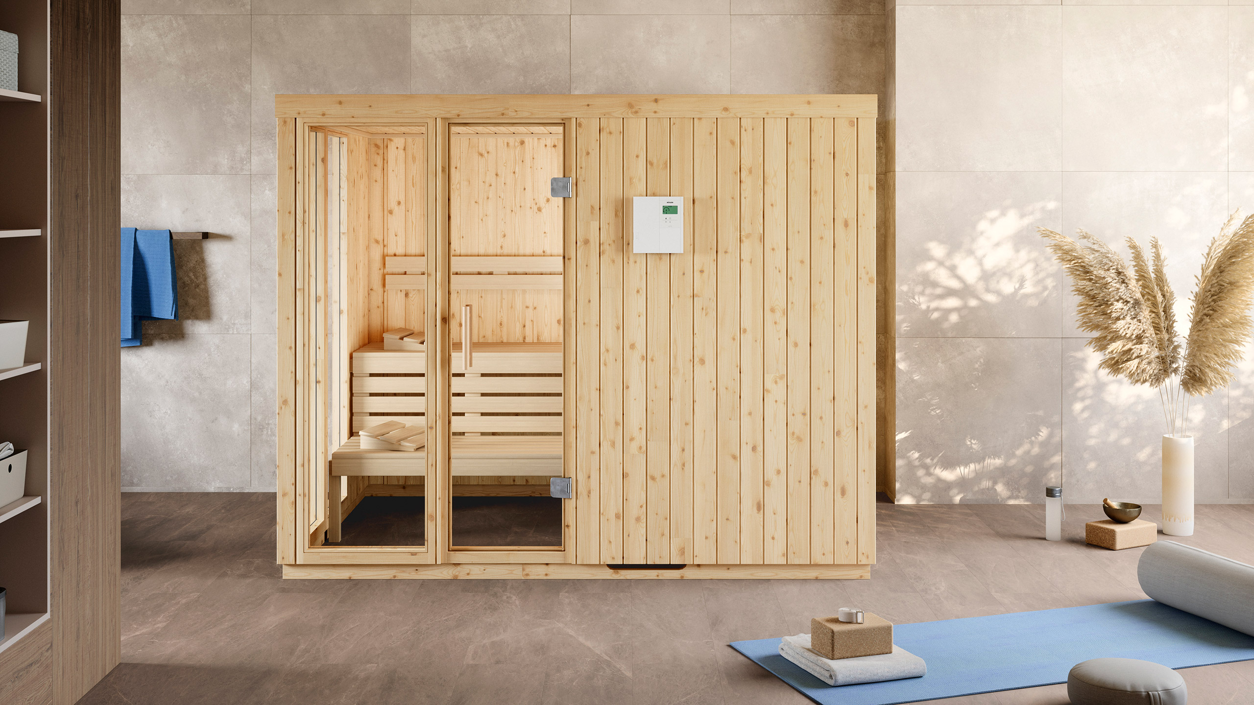 Sauna Origo mit Glaselementen Sauna Origo mit Glaselementen