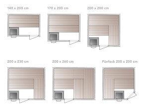 Sauna Origo Grundrisse zur Planung des Platzbedarfs